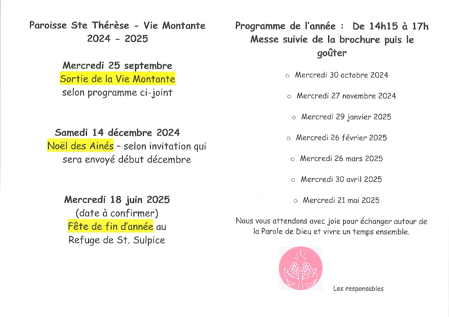 Programme Vie Montante 2024 - 2025